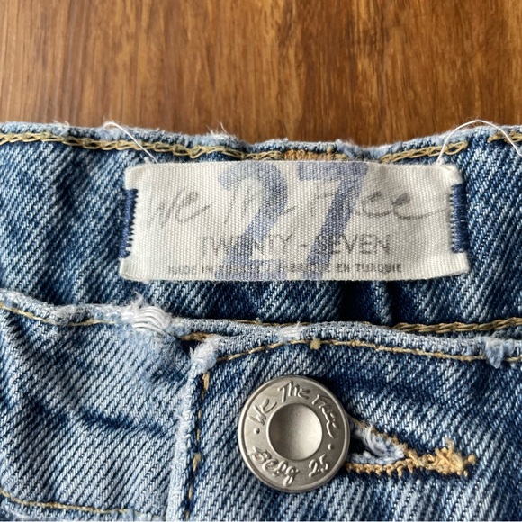 Free People Women’s 27 Denim Jeans Lita Straight Leg Fray Distressed Ripped - Picture 7 of 16